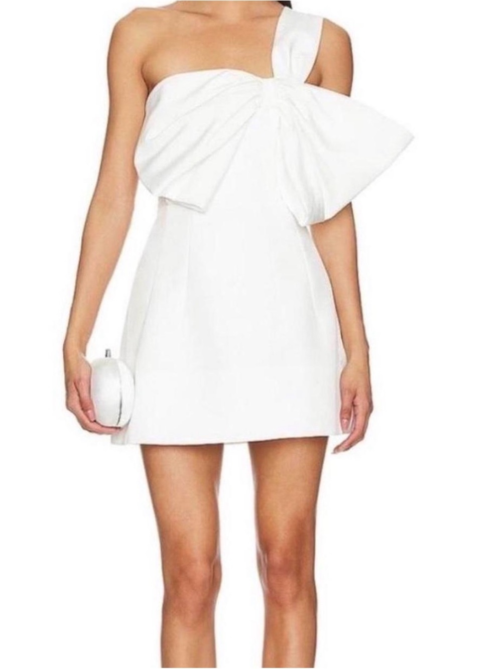 Bardot White One-Shoulder Mini Dress with Bow